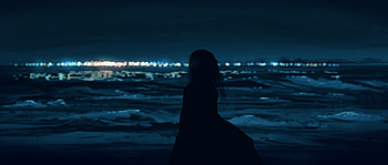 Gazing At The Sea, anime-girl, anime, artist, artwork, digital-art, pixiv HD wallpaper