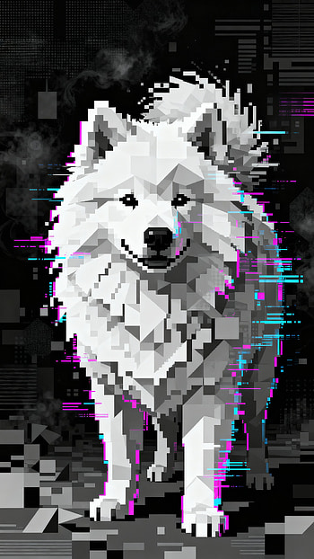 Glitch Snow Samoyed — , dog HD phone wallpaper