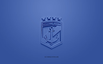 Guillermo Brown, creative 3D logo, blue background, Argentine football team, Primera B Nacional, Puerto Madryn, Argentina, 3d art, football, Guillermo Brown 3d logo HD wallpaper