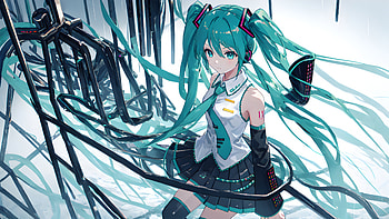 Hatsune Miku, Hatsune Miku, Anime, Vocaloid, Cables HD wallpaper