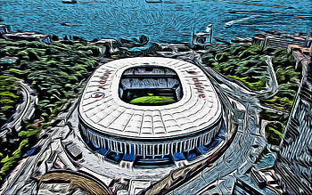 Vodafone Park, , vector art, Vodafone Park drawing, creative art, Vodafone Park art, vector drawing, Istanbul, Turkey, Besiktas HD wallpaper