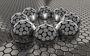 3D, Balls, Honeycomb, Steel HD wallpaper