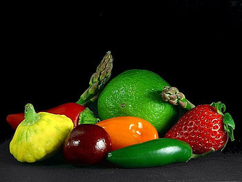 Variety, black background, graphy, asparagus, vegetables, , fruits, still life, strawbbery, pic, cherry, wall, , pepper, lime HD wallpaper