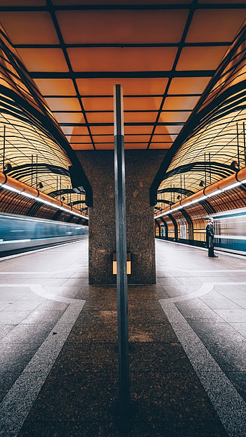 Germany Munich metro, Time lapse, Symmetry lights HD phone wallpaper