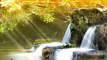 Waterfall beauty, Moving wonder, enchantment, Dynamic scenes HD wallpaper