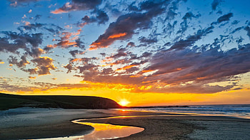Somewhere on the East Coast of South Africa, sun, sea, shore, landscape, clouds, colors, sky HD wallpaper
