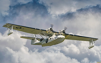 Seaplane in the Sky, seaplane, clouds, flight, plane, sky HD wallpaper