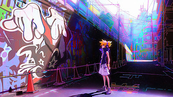 Boy In Graffiti Town, graffiti, wall, artist, artwork, digital-art HD wallpaper