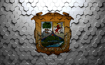 Flag of Coahuila, honeycomb art, Coahuila hexagons flag, Coahuila 3d hexagons art, Coahuila flag HD wallpaper