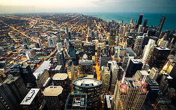 Cities, City, Lights, Coast, Panorama, Chicago HD wallpaper