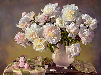 Peonies, flower, still life, pink, bujor, art, peony, vase, zbigniew kopania HD wallpaper