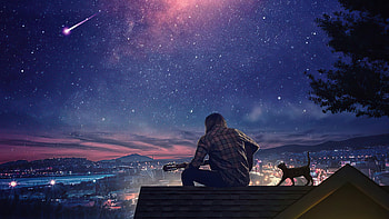 Renewal Time, guitar, alone, cat, artist, artwork, digital-art HD wallpaper