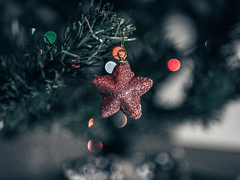 Stars, Christmas, tree, bokeh, blur, decorations, 2017 HD wallpaper