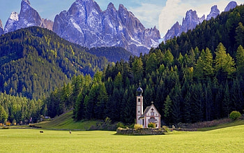 Church in italy, italy, nature, church, tree HD wallpaper