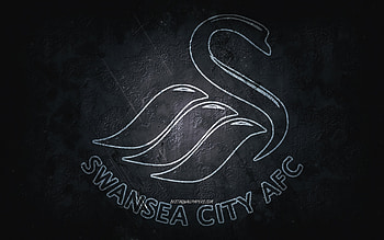 Swansea City AFC, English football team, white background, Swansea City AFC logo, grunge art, EFL Championship, Swansea City, football, England, Swansea City AFC emblem HD wallpaper