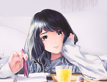 Curious and cute, anime girl, original, art HD wallpaper