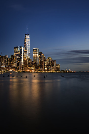 Cities, Sea, Night, City, Lights, Reflection, Coast HD phone wallpaper