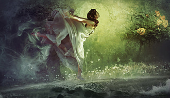 Dreamy Forest Girl Fantasy, fantasy-girls, forest, artist, deviantart HD wallpaper