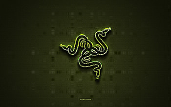 Razer logo, floral green logo, Razer emblem, green carbon fiber texture, Razer creative art, Razer HD wallpaper