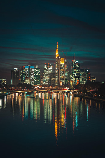 Cities, Night, Building, Lights, Glare, Night City, Skyscrapers HD phone wallpaper