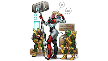 Harley Quinn, artwork, frank cho, dc comics, white background, illustration HD wallpaper