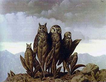 The Companions of Fear, owls, birds, abstract, 3d, fantasy, clouds, sky, rocks HD wallpaper