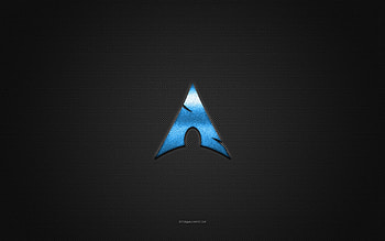 Arch Linux logo, blue shiny logo, Arch Linux metal emblem, gray carbon fiber texture, Arch Linux, brands, creative art, Arch Linux emblem, Linux HD wallpaper