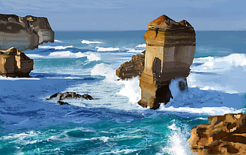 Art, Sea, Waves, Rocks HD wallpaper