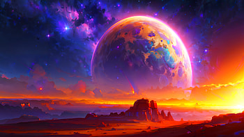 Sci Fi, landscape, Stars, sky, sunset HD wallpaper