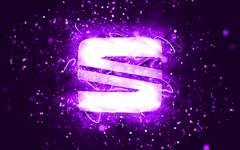 Seat violet logo, , violet neon lights, creative, violet abstract background, Seat logo, cars brands, Seat HD wallpaper