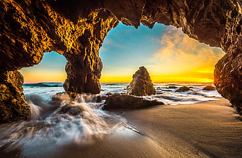 Coast, sea waves, cave, nature HD wallpaper
