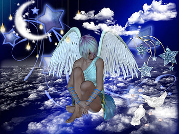 dream angel, clouds, angel, sky, dream HD wallpaper