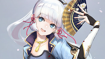 Blue Eyes Kamisato Ayaka Genshin Impact HD wallpaper