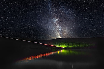 Stars, Nature, Starry Sky, Milky Way, Bridge, Backlight, Illumination HD wallpaper