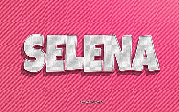 Selena, pink lines background, with names, Selena name, female names, Selena greeting card, line art, with Selena name HD wallpaper