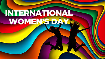 INTERNATIONAL DAY FOR WOMEN, MULTI COLOURS, TWO JUMPING, RAINBOW, BREAK THE BIAS HD wallpaper