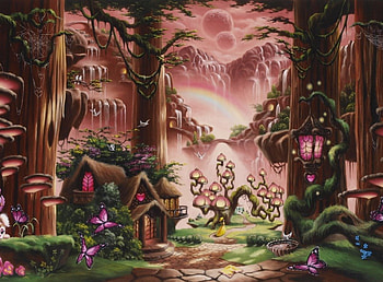 Fantasy cottage, pink, cottage, beautiful, magical HD wallpaper