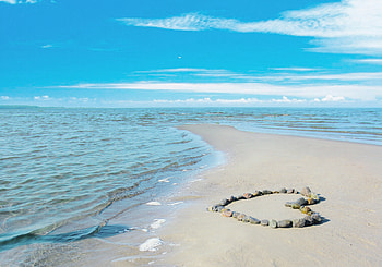 Landscape, Nature, Water, Stones, Sea, Sun, Clouds, Waves, Beach, Sand, Love, Shore, Bank, Beauty, Romance HD wallpaper