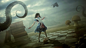 Dark Alice, horror, blood, alice, dark HD wallpaper