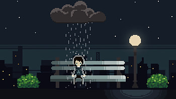 Sitting On Bench Alone 8 Bit Moon, alone, 8-bit, artist, artwork, digital-art HD wallpaper