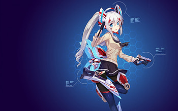 Anime girl, anime, mecha, girl, weapons, armor HD wallpaper