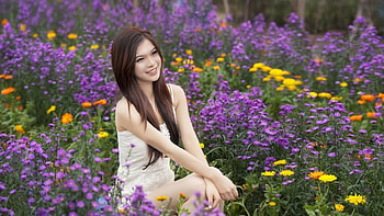 The pretty and purple love, purple, girl, pretty, flower HD wallpaper