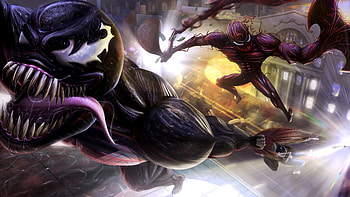 Venom And Carnage 10k, venom, carnage, artwork, superheroes, digital-art, deviantart, supervillain HD wallpaper