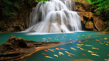 Khamin, Waterfalls HD wallpaper