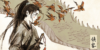 Samurai, bird, art, painting HD wallpaper