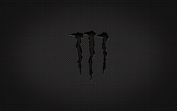Monster Energy carbon logo, , grunge art, carbon background, creative, Monster Energy black logo, brands, Monster Energy logo, Monster Energy HD wallpaper
