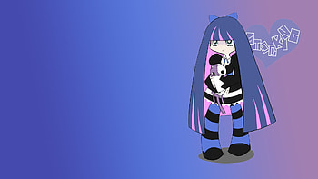 Panty & Stocking , blue, purple, anarchy stocking, ribbon, stocking, long hair, bow HD wallpaper