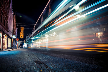 City, traffic lights, long exposure HD wallpaper