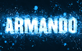 Happy Birtay Armando, , blue neon lights, Armando name, creative, Armando Happy Birtay, Armando Birtay, popular american male names, with Armando name, Armando HD wallpaper