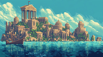 : Pixel Art Ruins of Atlantis, pixel art, atlantis, ruin HD wallpaper